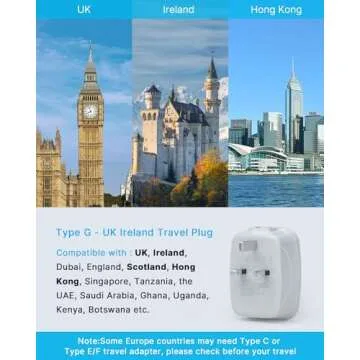US to UK Ireland Travel Plug Adapter 2 Pack, VINTAR Type G Plug Adapter with 2 Outlets 4 USB Ports(1...