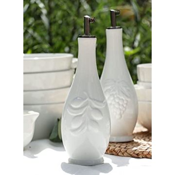 Elegant HOMBENE Porcelain Oil and Vinegar Dispenser Set, 11 oz