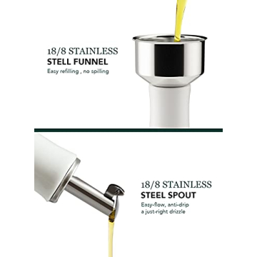 Elegant HOMBENE Porcelain Oil and Vinegar Dispenser Set, 11 oz