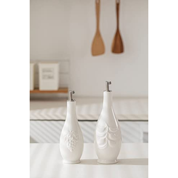Elegant HOMBENE Porcelain Oil and Vinegar Dispenser Set, 11 oz