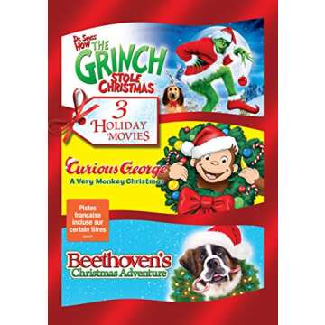 3 Holiday Movies (Dr. Seuss’ How the Grinch Stole Christmas / Curious George: A Very Monkey Christ...