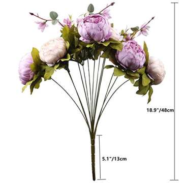 Fule 2 Pack Large Artificial Peony Silk Flower Bouquets Arrangement Wedding Centerpieces (New Purple...