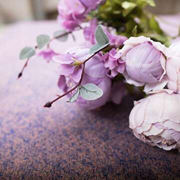 Fule 2 Pack Large Artificial Peony Silk Flower Bouquets Arrangement Wedding Centerpieces (New Purple)