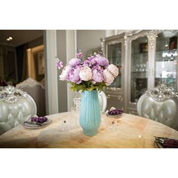 Fule 2 Pack Large Artificial Peony Silk Flower Bouquets Arrangement Wedding Centerpieces (New Purple)