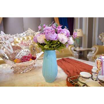 Fule 2 Pack Large Artificial Peony Silk Flower Bouquets Arrangement Wedding Centerpieces (New Purple)