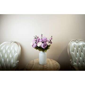 Fule 2 Pack Large Artificial Peony Silk Flower Bouquets Arrangement Wedding Centerpieces (New Purple)