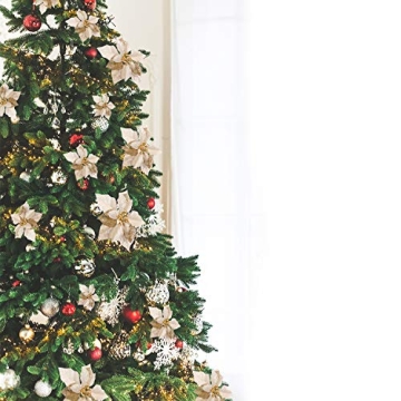 36 Christmas Glitter Poinsettia Faux Flowers for Decor