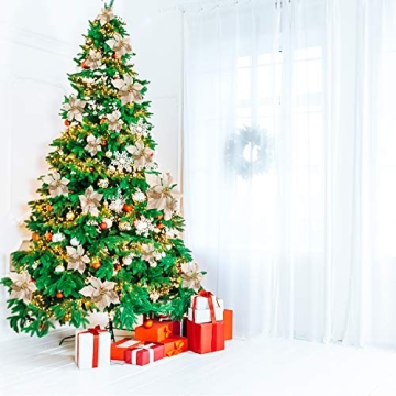 36 Christmas Glitter Poinsettia Faux Flowers for Decor