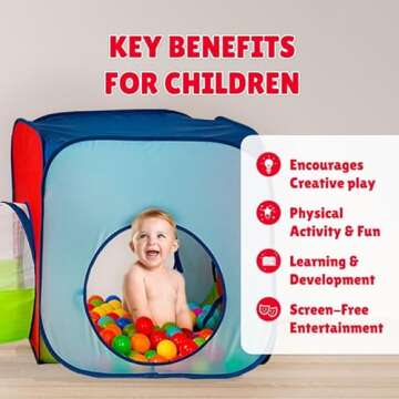 Kiddey Tunnel and Ball Pit Play Tent | 3pc Pop Up Toddler Gym Tunnels with Tents for Kids, Toddlers, Infants Boys & Girls | Indoor & Outdoor Gift Game | Baby Crawling Pits for Playground