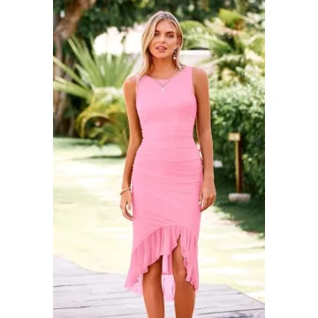 PRETTYGARDEN Sexy Ruffle Trim Summer Dress for Women