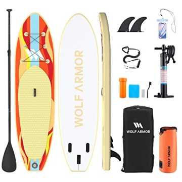 Inflatable Paddleboard with Adjustable Paddle and Waterproof Bag