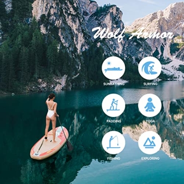 Inflatable Paddleboard with Adjustable Paddle and Waterproof Bag