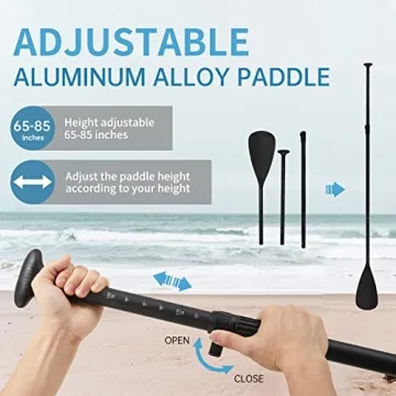 Inflatable Paddleboard with Adjustable Paddle and Waterproof Bag