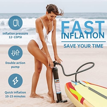 Inflatable Paddleboard with Adjustable Paddle and Waterproof Bag