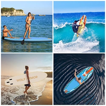 Inflatable Paddleboard with Adjustable Paddle and Waterproof Bag