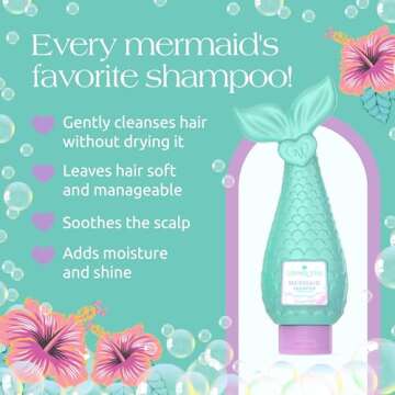Glimmer Wish Mermaid Kids Shampoo, Paraben and Sulfate Free Shampoo for Soft and Manageable Hair, Kids Haircare, Tropical Beach Scent, Shampoo Kids, Clean and Non Toxic Ingredients, 12 Fl Oz