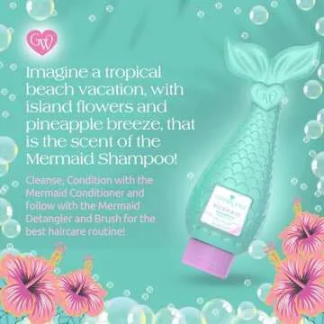 Glimmer Wish Mermaid Kids Shampoo, Paraben and Sulfate Free Shampoo for Soft and Manageable Hair, Kids Haircare, Tropical Beach Scent, Shampoo Kids, Clean and Non Toxic Ingredients, 12 Fl Oz