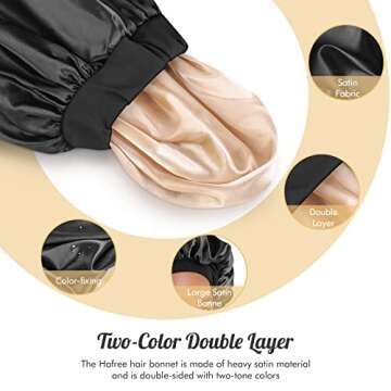 Hafree Silk Satin Bonnet, Hair Wrap Adjustable Sleep Cap with 2 Pieces of Scrunchies for Women Men D...