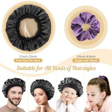 Hafree Silk Satin Adjustable Bonnet with Scrunchies