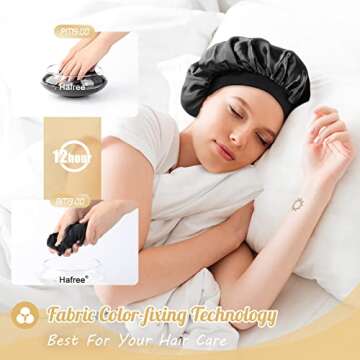 Hafree Silk Satin Adjustable Bonnet with Scrunchies