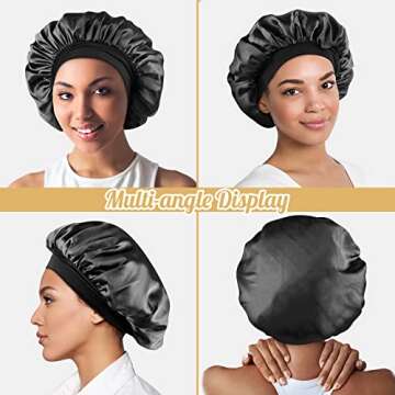 Hafree Silk Satin Adjustable Bonnet with Scrunchies