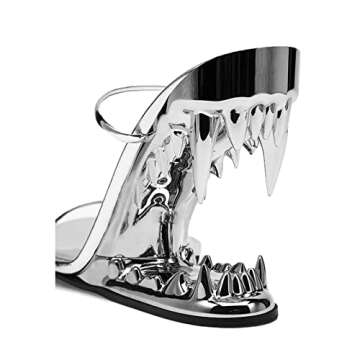 Goolita Women Round Toe Metallic Teeth Wedges Heeled Sandals Slippers Slip On Slingback High Heels M...