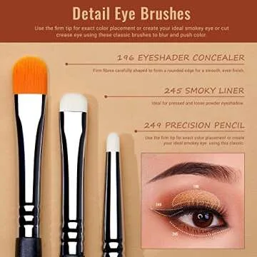 Jessup Eyeshadow Brush Set 7pcs Fluffy Eye Makeup Brushes for Eye Shadow Blending Shader Crease Concealer Black T334