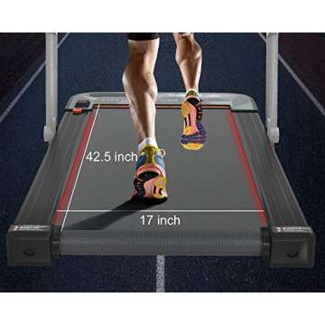 HOTSYSTEM 2 in 1 Installation-Free Folding Treadmill, 2.5HP Portable Under Desk Treadmill with Bluetooth, LED, Remote Control Smart Treadmill for Home Office Cardio Exercise