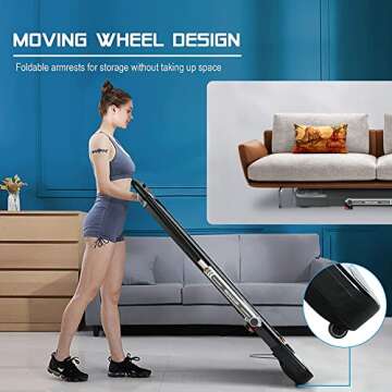 HOTSYSTEM 2 in 1 Installation-Free Folding Treadmill, 2.5HP Portable Under Desk Treadmill with Bluetooth, LED, Remote Control Smart Treadmill for Home Office Cardio Exercise