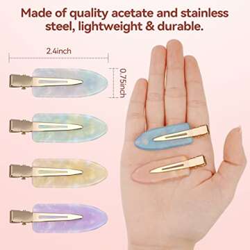 Leezmark 12 Pcs No Bend Creaseless Hair Clips for Women - Salon Styling Flat Clips for Makeup and Gi...