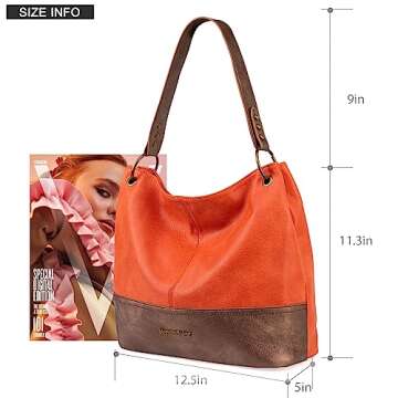 Montana West Purses for Women Hobo Bags Large Leather Handbags Shoulder Satchel Bag for Gift Travel Casual Work MWC-047OR2