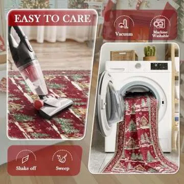 LEEVAN Washable Christmas Rug 2x6 Runner Rug Non Slip, Red Kitchen Rug Christmas Bathroom Runner Rugs for Hallway Runner Rug, 2x6 Rug for Doorway Soft Entryway Christmas Deocr