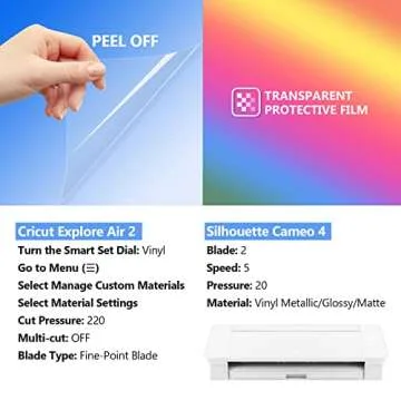 TECKWRAP Cold Color Changing Vinyl Adhesive Vinyl Bundle 12" x 36"/Rolls for DIY Craft, Arts (Translucent White to Blue, Red, Purple,Orange,Yellow,Green)