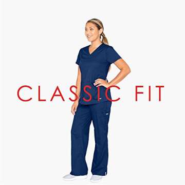 Grey's Anatomy Women's Two Pocket V-Neck Scrub Top with Shirring Back, Indigo, Large