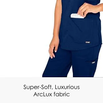 Grey's Anatomy Women's Two Pocket V-Neck Scrub Top with Shirring Back, Indigo, Large