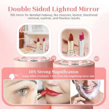 FASCINATE Compact Travel Makeup Mirror with 10X Magnification