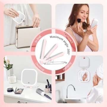 FASCINATE Compact Travel Makeup Mirror with 10X Magnification