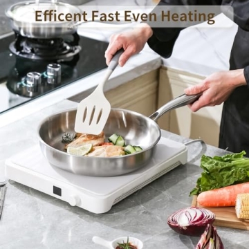 DELARLO Tri-Ply Stainless Steel Frying Pan for All Cooktops