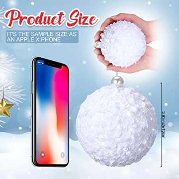 6 Pieces Christmas Ornaments Set - Shatterproof Glitter Baubles for Festive Decor