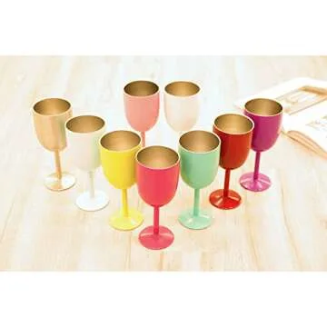 AMZUShome Stainless Steel Wine Glasses Cups.Double Walled Vacuum Insulated Wine Tumbler With Lid and Straw.Friendship,Christmas,Birthday Gifts for Women Men Friends Dad Mom(10oz Rose Gold)