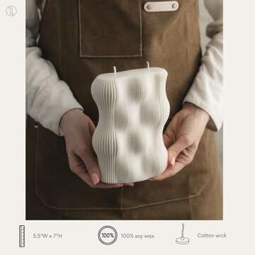 LAWA Wavy Candle - Scented Soy Wax Elegant Aesthetic Candle Housewarming Gift Home Decor Idea White