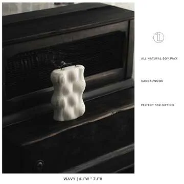 LAWA Wavy Candle - Scented Soy Wax Elegant Aesthetic Candle Housewarming Gift Home Decor Idea White