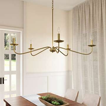 Brio Lighting Ellie 5 Light Traditional Chandelier Light Fixture, Gold Farmhouse Island Lighting for...