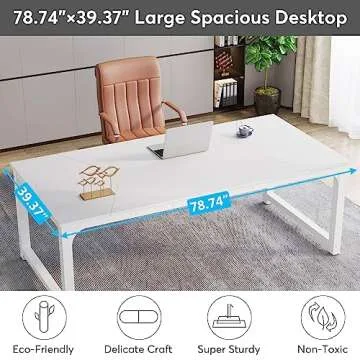 Tribesigns Modern Computer Desk, 78.7 x 39.4 inch X Large Executive Office Desk Computer Table Study Writing Desk Workstation for Home Office,White