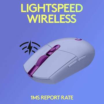 Logitech G305 LIGHTSPEED Wireless Gaming Mouse, Hero 12K Sensor, 12,000 DPI, Lightweight, 6 Programmable Buttons, 250h Battery Life, On-Board Memory, PC/Mac - Lilac