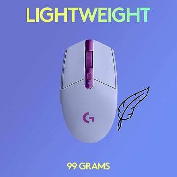 Logitech G305 LIGHTSPEED Wireless Gaming Mouse, Hero 12K Sensor, 12,000 DPI, Lightweight, 6 Programmable Buttons, 250h Battery Life, On-Board Memory, PC/Mac - Lilac