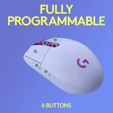 Logitech G305 LIGHTSPEED Wireless Gaming Mouse, Hero 12K Sensor, 12,000 DPI, Lightweight, 6 Programmable Buttons, 250h Battery Life, On-Board Memory, PC/Mac - Lilac