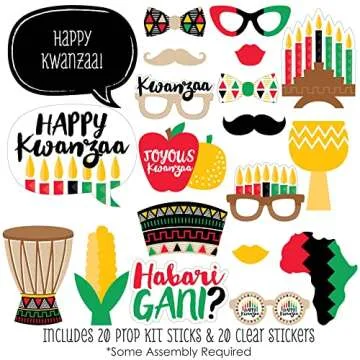 Big Dot of Happiness Happy Kwanzaa - African Heritage Holiday Party Photo Booth Props Kit - 20 Count