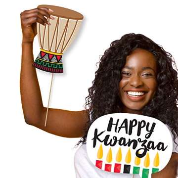 Big Dot of Happiness Happy Kwanzaa - African Heritage Holiday Party Photo Booth Props Kit - 20 Count