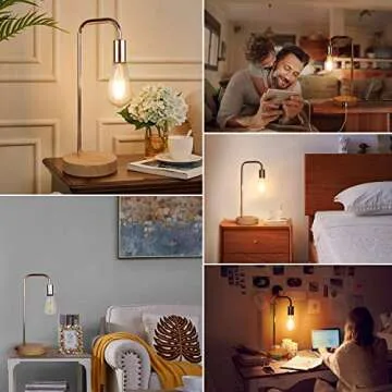 Touch Control Table Lamp, USB Desk Lamp, 3 Way Dimmable Modern Nightstand Lamp with Two USB Charging Ports for Bedroom, Living Room, Office, Dimmable Vintage 6W ST64 E26 LED Bulb Included, Gold